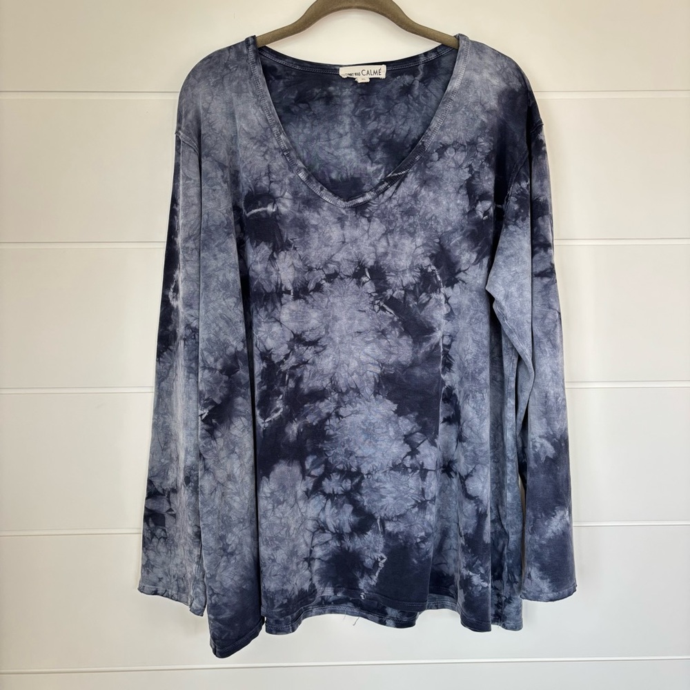 JOHNNY WAS CALMÉ Women’s Blake tie dye long sleeve tee shirt Blue Size XL - Picture 13 of 13